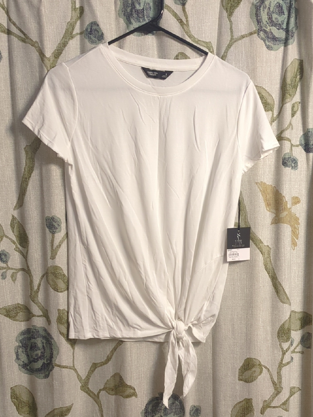 Simply Vera Wang White Short Sleeve Front-Tie Tee